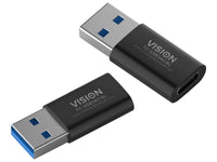 Adaptateur professionnel noir USB 3.0A vers USB-C VISION